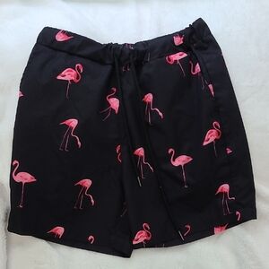 Black Flamingo Print men's Shorts